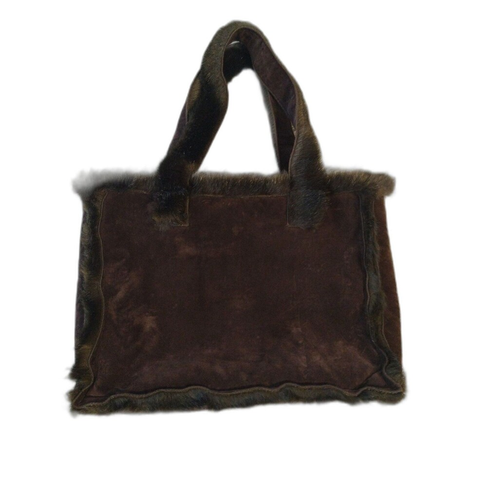 Y2K vintage Hippie Retro  brown faux fur tote bag